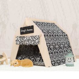 Waterproof Dog Tent: OEM 100% Cotton Canvas Pet Teepee Tent Colorful Wave Collapsible 06-0963 gmtpet.online
