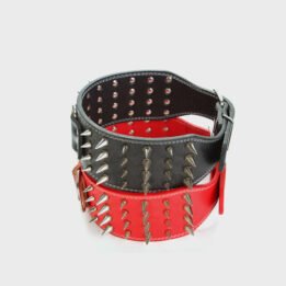 Customized Dog Collar Wide Long Spiked Rivet PU Leather Pet Dog Collar Leather Dog Collar gmtpet.online