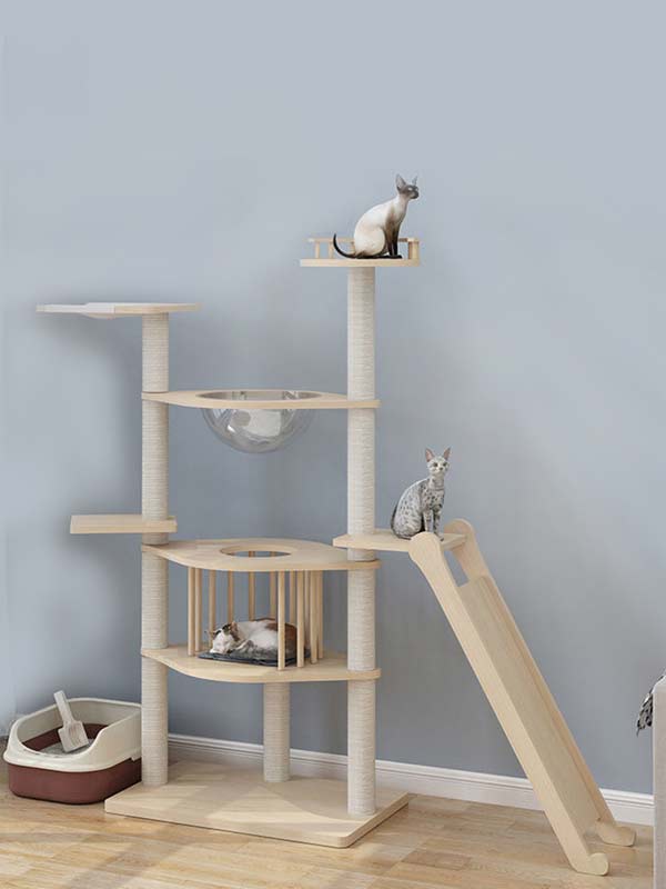 Wholesale pine solid wood multilayer board cat tree cat tower cat climbing frame 105-212 gmtpet.online