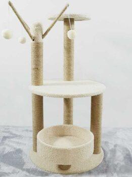 Factory Wholesale Rattan Mat Suede Dual-Use Cat Scratch Trees 105-33024