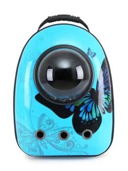Blue butterfly upgraded side opening pet cat backpack 103-45017 gmtpet.online